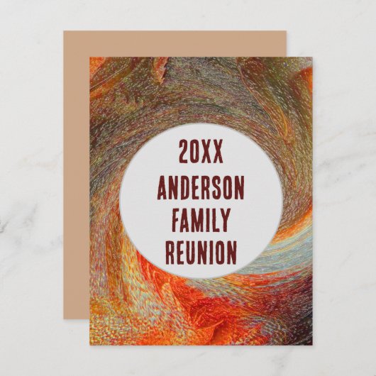 Abstracte Swirl Groovy Family Reunion Uitnodiging (Voorkant / Achterkant)
