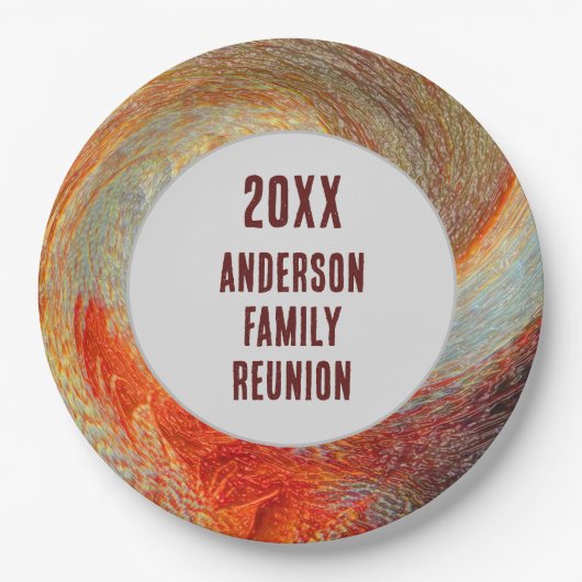 Abstracte Swirl Groovy jaarlijkse familiereünie Papieren Bordje (Voorkant)
