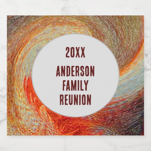 Abstracte Swirl Groovy Vibrant Family Reunion Bier Etiket (Enkel label)