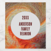 Abstracte Swirl Groovy Vibrant Family Reunion Wijn Etiket (Enkel label)