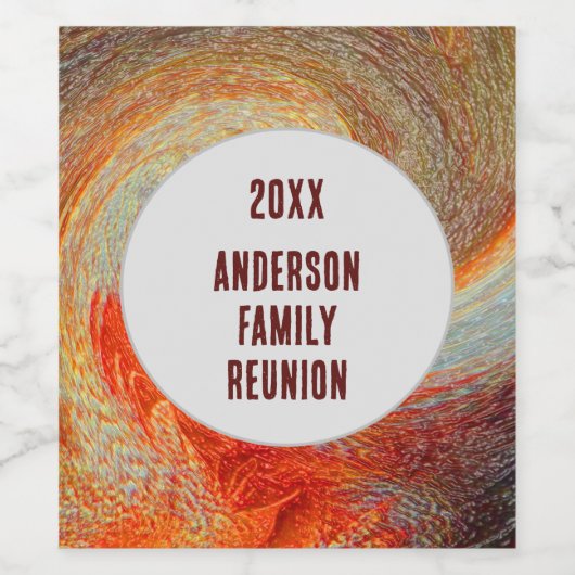 Abstracte Swirl Groovy Vibrant Family Reunion Wijn Etiket (Enkel label)