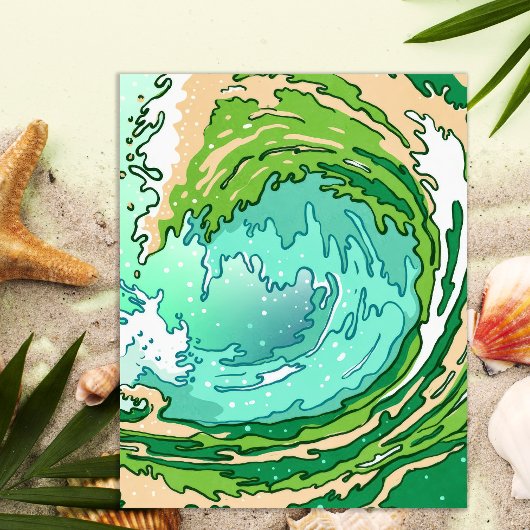 Abstracte Swirl Turquoise Green Ocean Wave Art Poster