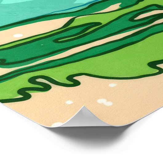 Abstracte Swirl Turquoise Green Ocean Wave Art Poster (Hoek)