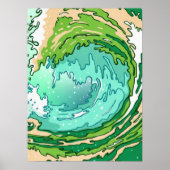 Abstracte Swirl Turquoise Green Ocean Wave Art Poster (Voorkant)