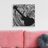 Abstracte Swirls Guitar Canvas Afdrukken, zwart-wi (Insitu (Woonkamer))