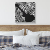 Abstracte Swirls Guitar Canvas Afdrukken, zwart-wi (Insitu (Slaapkamer))