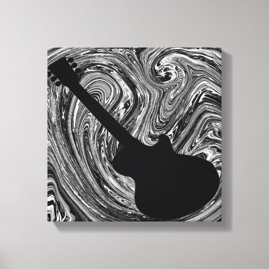 Abstracte Swirls Guitar Canvas Afdrukken, zwart-wi Afdruk (Voorkant)