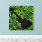 Abstracte Swirls Guitar Canvas Print, groen (Insitu (Houten vloer))