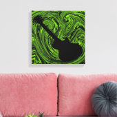 Abstracte Swirls Guitar Canvas Print, groen (Insitu (Woonkamer))