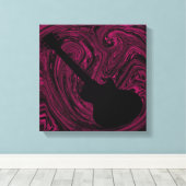 Abstracte Swirls Guitar Canvas Print, Magenta Afdruk (Insitu (Houten vloer))