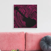 Abstracte Swirls Guitar Canvas Print, Magenta Afdruk (Insitu (Woonkamer))