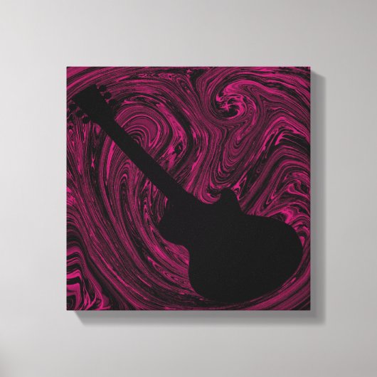 Abstracte Swirls Guitar Canvas Print, Magenta Afdruk (Voorkant)