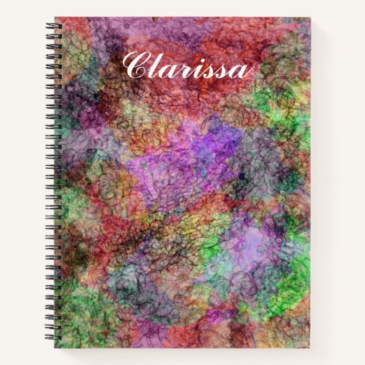 Abstracte Swirls van  Kleuren Paarse Roze Groen Notitieboek (Voorkant)