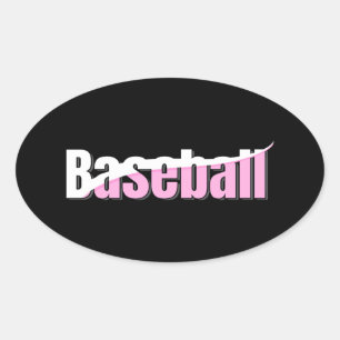Abstracte swish bij honkbal - Word Art voor meisje Ovale Sticker
