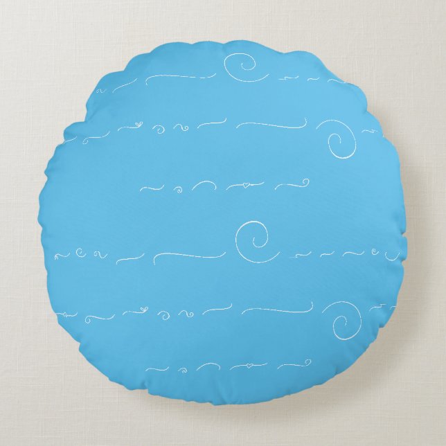 Abstracte symboliek op Sky Blue Rond Kussen (Voorkant)