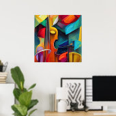 Abstracte symfonieschildering van Violin, afdrukba Poster (Thuiskantoor)