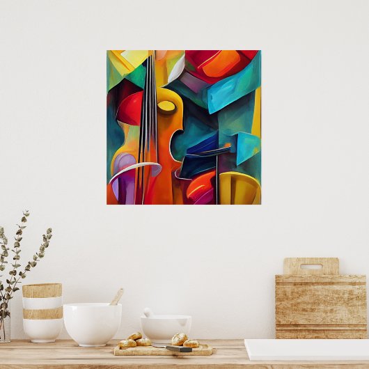 Abstracte symfonieschildering van Violin, afdrukba Poster (Keuken)