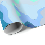 Abstracte symmetrie met vloeiende curven blauw cadeaupapier (Rol Hoek)