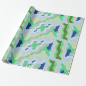 Abstracte symmetrie met vloeiende curven groen cadeaupapier (Uitgerold)