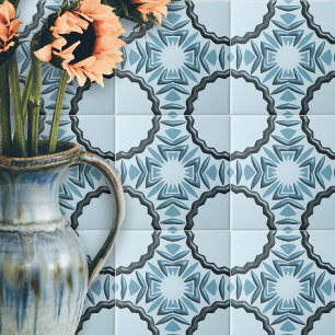 Abstracte symmetrische Blauwgroen bewegingen met 3 Tegeltje