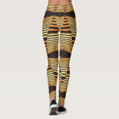 abstracte symmetrische bruine kunst bars leggings (Achterkant)