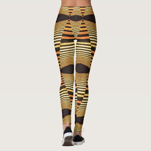 abstracte symmetrische bruine kunst bars leggings (Achterkant)
