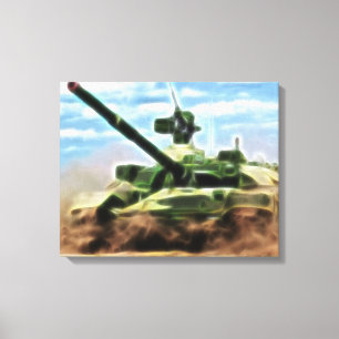 Abstracte T-72 Sovjet militaire tank gewikkeld doe Canvas Afdruk