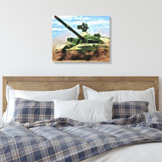 Abstracte T-72 Sovjet militaire tank gewikkeld doe Canvas Afdruk (Insitu (Slaapkamer))