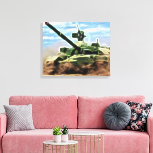Abstracte T-72 Sovjet militaire tank gewikkeld doe Canvas Afdruk (Insitu (Woonkamer))