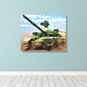 Abstracte T-72 Sovjet militaire tank gewikkeld doe Canvas Afdruk (Insitu (Houten vloer))