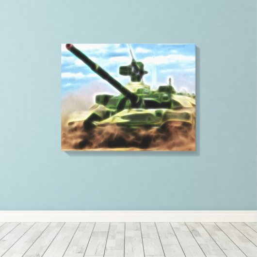 Abstracte T-72 Sovjet militaire tank gewikkeld doe Canvas Afdruk (Insitu (Houten vloer))