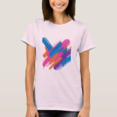 Abstracte T-shirt met Kwaststreek Kunst – Levendig (Voorkant)