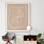 Abstracte Taupe Brown Line, hedendaags minimalisti Poster<br><div class="desc">Moderne en minimalistische kunst,  deze hedendaagse kunst heeft een abstracte lijntekening in bruin taupe.</div>