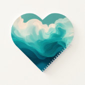 Abstracte teal en witte golvende golven notitieboek (Achterkant)