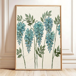 Abstracte Teal Wisteria Minimalistische Muurkunst Poster