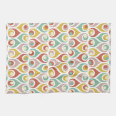 Abstracte teardrop vormen Mid Century Pattern Theedoek (Horizontaal)