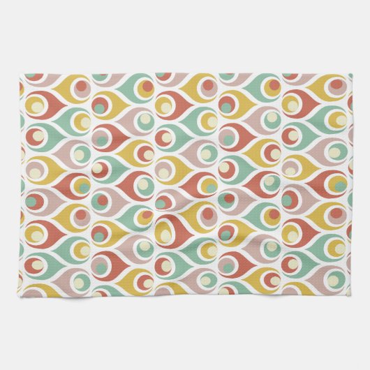 Abstracte teardrop vormen Mid Century Pattern Theedoek (Horizontaal)