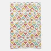 Abstracte teardrop vormen Mid Century Pattern Theedoek (Verticaal)