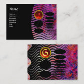 ABSTRACTE TECHNO-MONOGRAM rode ruby Visitekaartje (Voorkant / Achterkant)