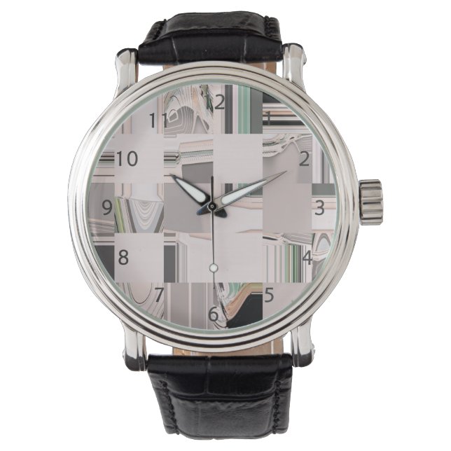 Abstracte tegelkunst horloge (Voorkant)
