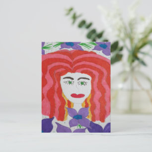 Abstracte Tekening: Gezicht van een Rood Haired Me Briefkaart