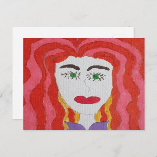 Abstracte Tekening: Gezicht van een Rood Haired Me Briefkaart (Voorkant / Achterkant)