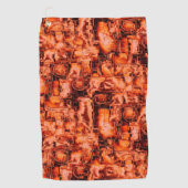 Abstracte tekening in mozaïekgesculpeerde koraalto golfhanddoek (Voorkant)