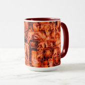 Abstracte tekening in mozaïekgesculpeerde koraalto mok (Voorkant rechts)