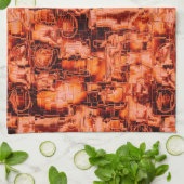 Abstracte tekening in mozaïekgesculpeerde koraalto theedoek (Gevouwen)