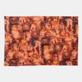 Abstracte tekening in mozaïekgesculpeerde koraalto theedoek (Horizontaal)