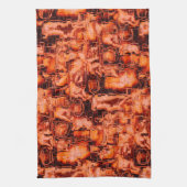 Abstracte tekening in mozaïekgesculpeerde koraalto theedoek (Verticaal)