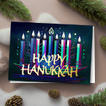 Abstracte tekening Menorah Happy Chanoeka Kleurrij Folie Feestdagenkaart<br><div class="desc">Abstracte tekening Menorah Happy Chanoeka Kleurrijk</div>