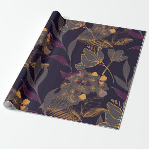 Abstracte tekening van bloemen en bladeren op een cadeaupapier