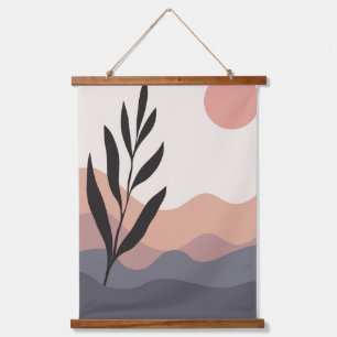Abstracte tekening van de bladlijnkunst hangend wandkleed